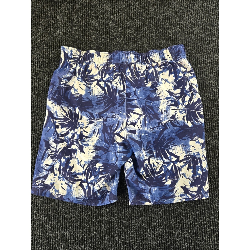 ZeroXposur Mens Blue White Tropical Monstera Leaf Swim Trunks Size Medium M - Picture 4 of 9